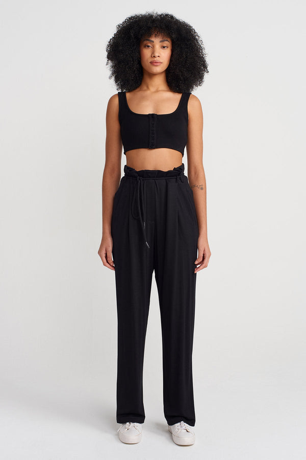 Nu Flowing Fabric Wide-Leg Trousers Black
