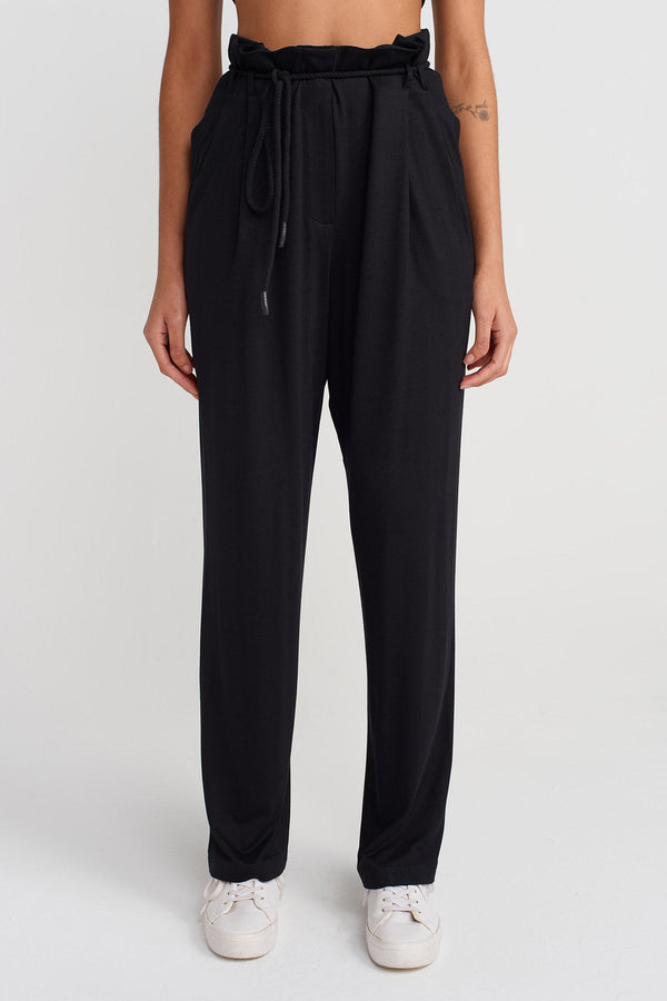 Nu Flowing Fabric Wide-Leg Trousers Black