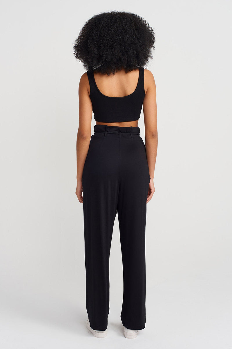 Nu Flowing Fabric Wide-Leg Trousers Black