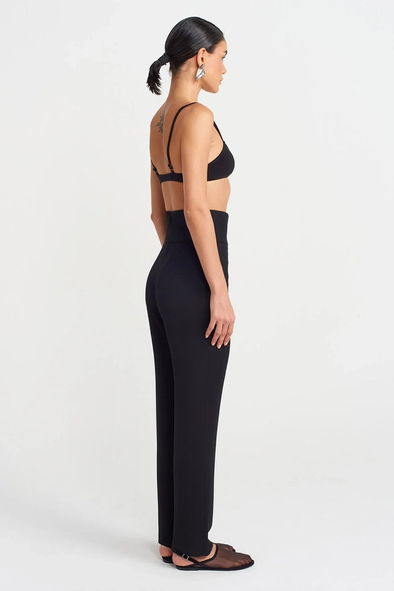 Nu High Waist Skinny Trousers Black