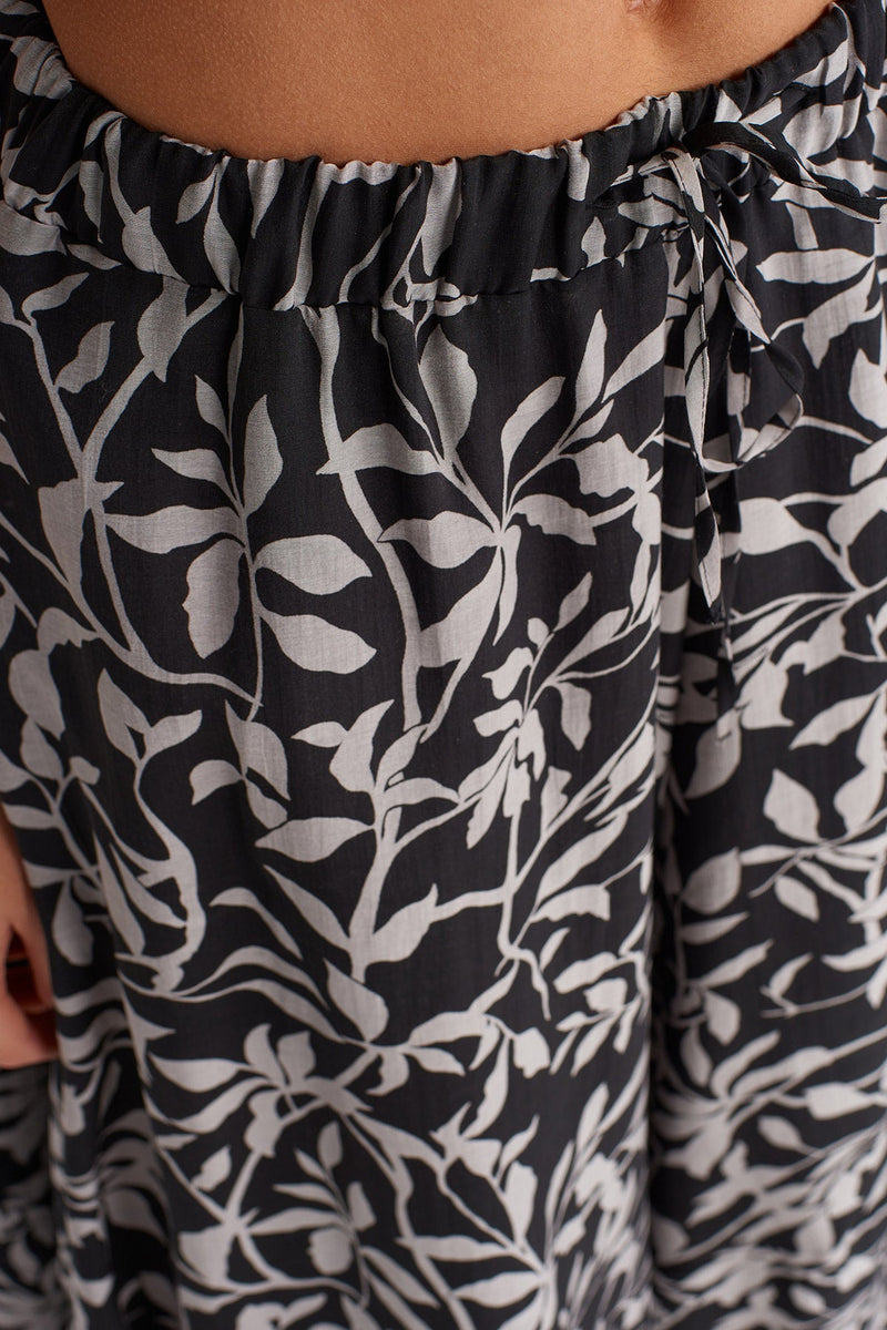 Nu Floral Voile Wide-Leg Trousers Black