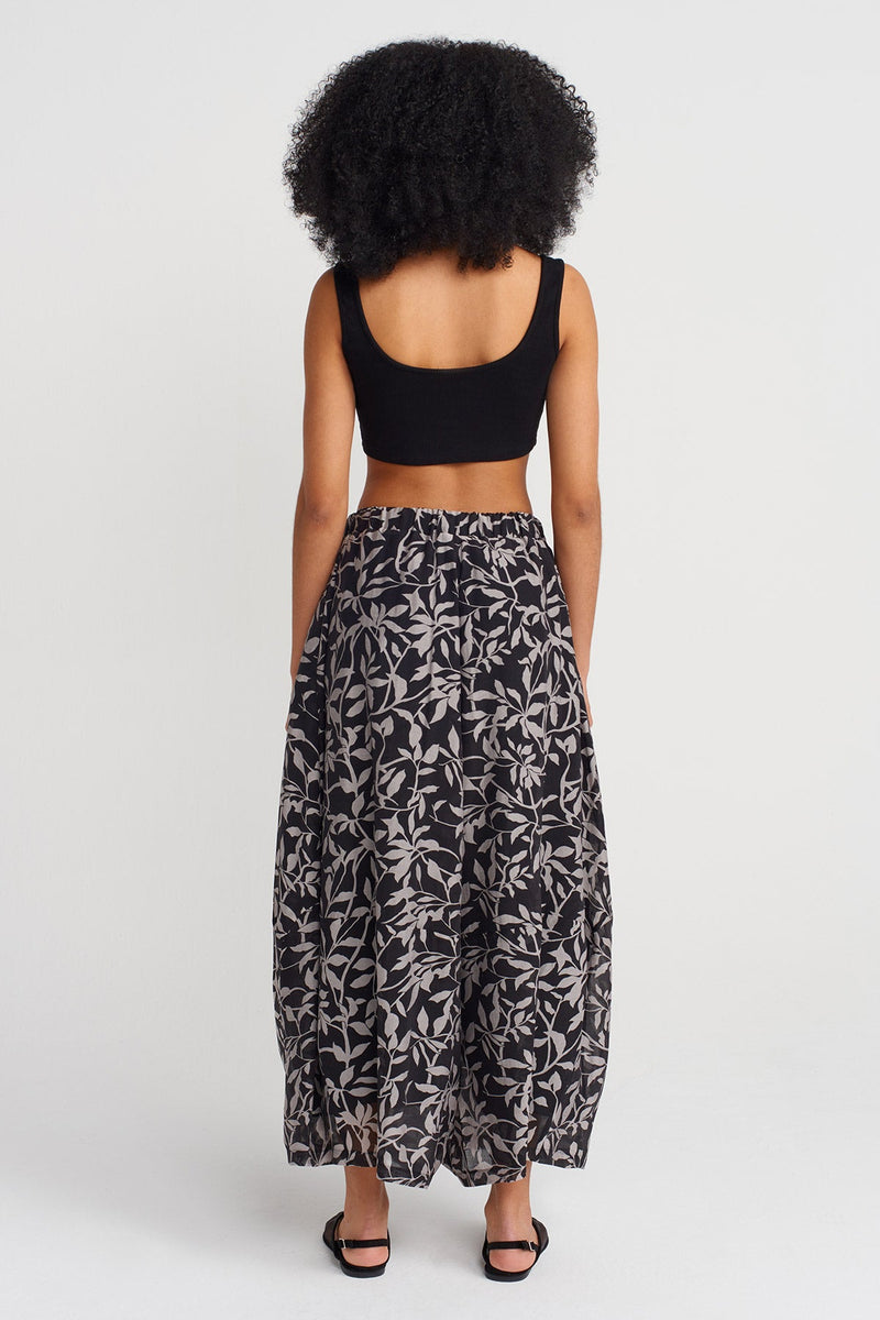 Nu Floral Voile Wide-Leg Trousers Black