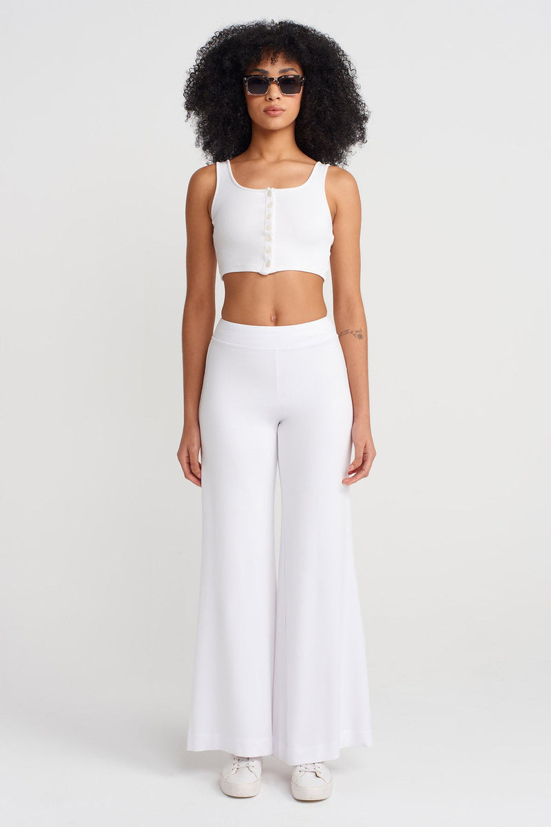 Nu Wide-Leg Palazzo Trousers Off White