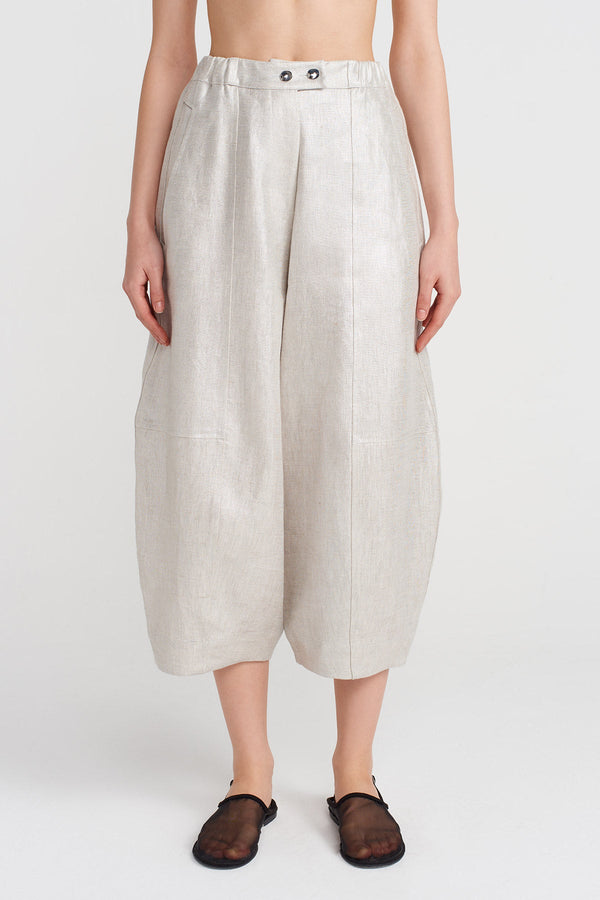 Nu Coated Fabric Wide-Leg Trousers Silver
