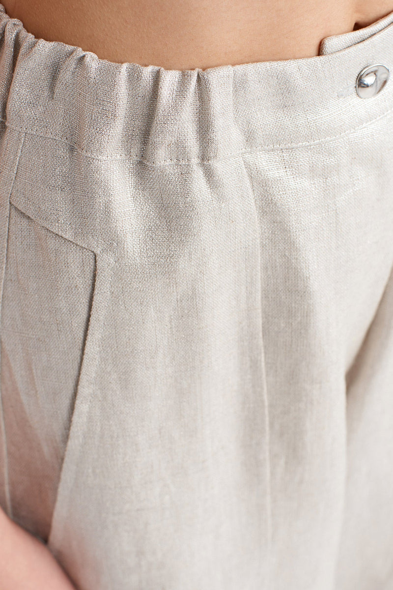 Nu Coated Fabric Wide-Leg Trousers Silver