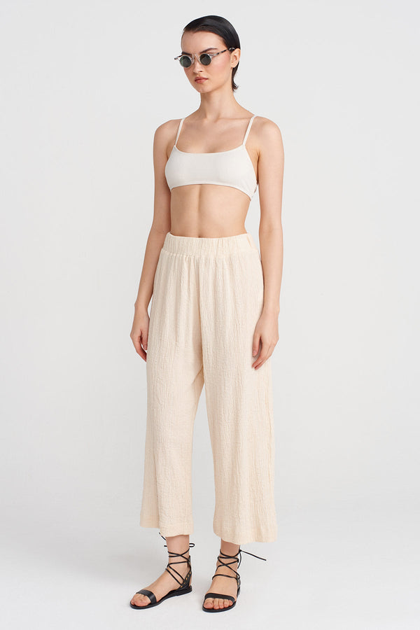 Nu Silver Glitter Crinkle Pants Natural