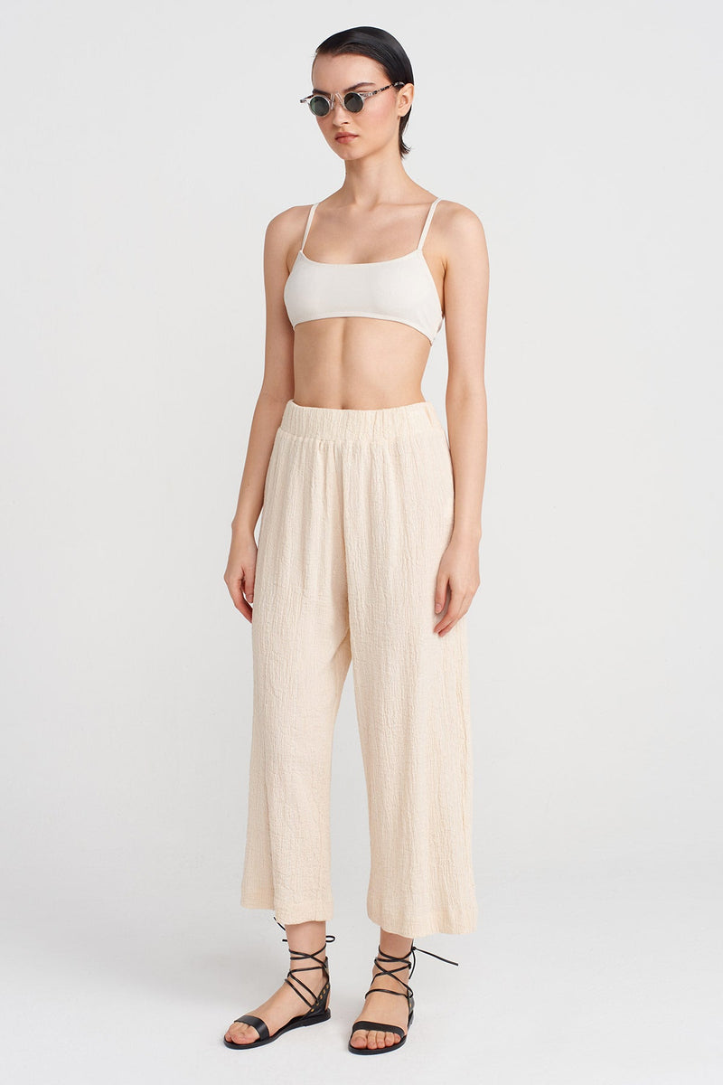 Nu Silver Glitter Crinkle Pants Natural