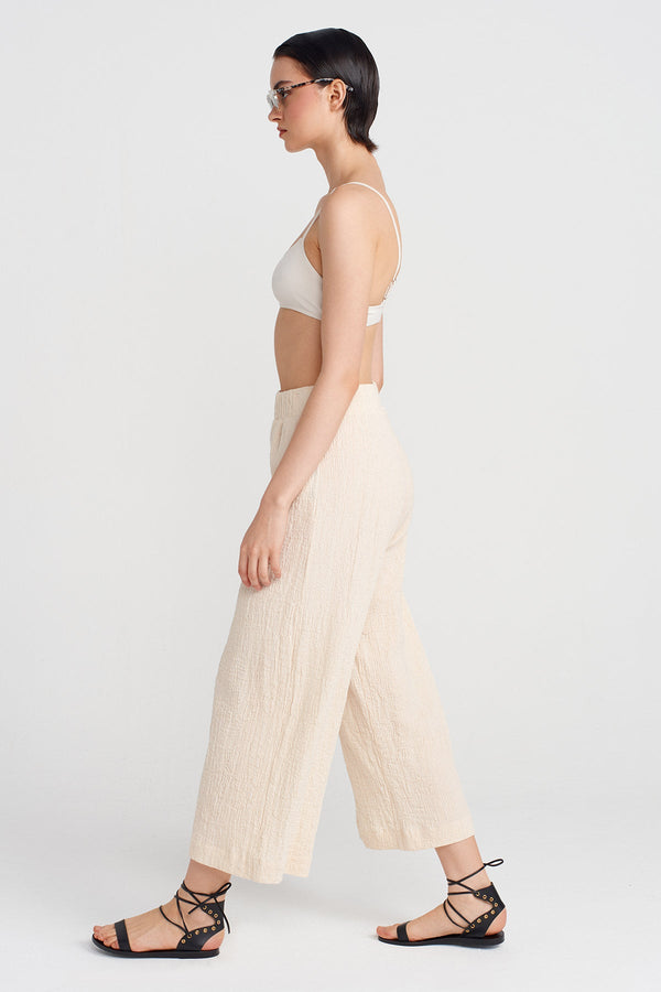 Nu Silver Glitter Crinkle Pants Natural
