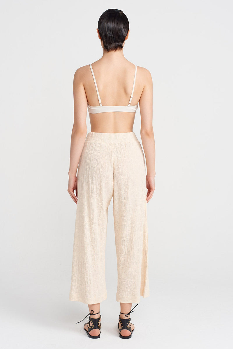 Nu Silver Glitter Crinkle Pants Natural