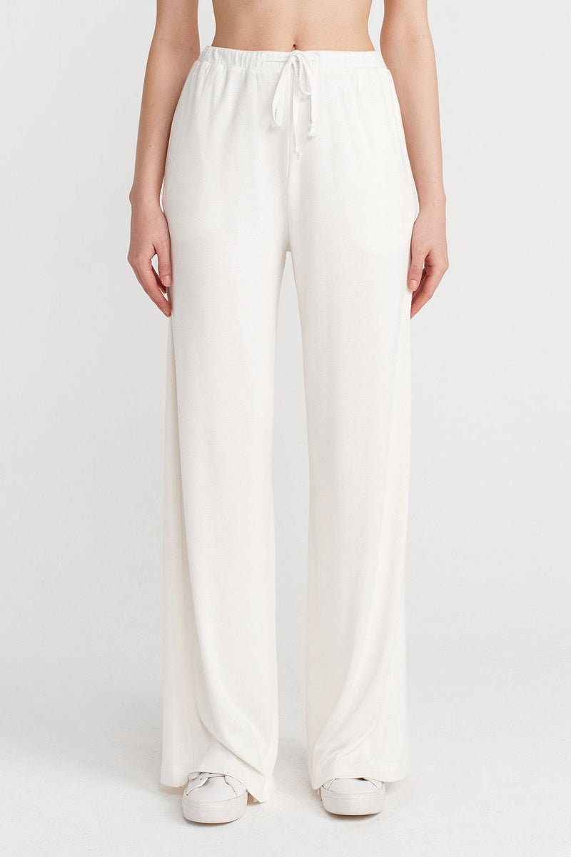Nu Bamboo Wide-Leg Pants Ecru