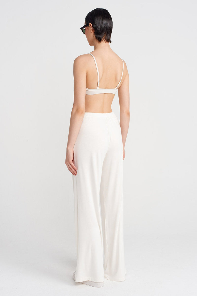 Nu Bamboo Wide-Leg Pants Ecru