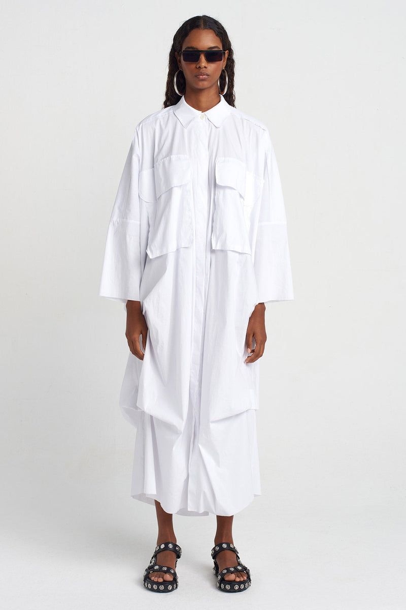 NU Oversize Shirt Dress Off White