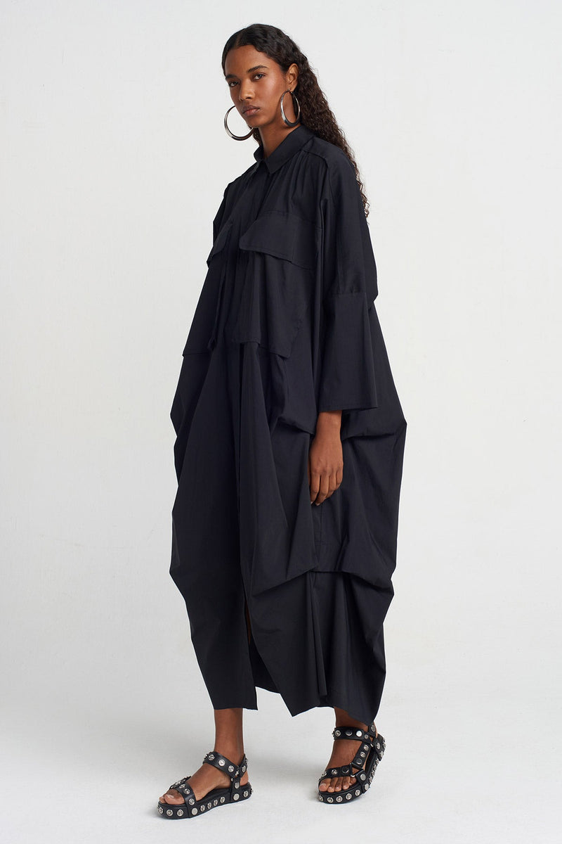 Nu Oversize Shirt Dress Black