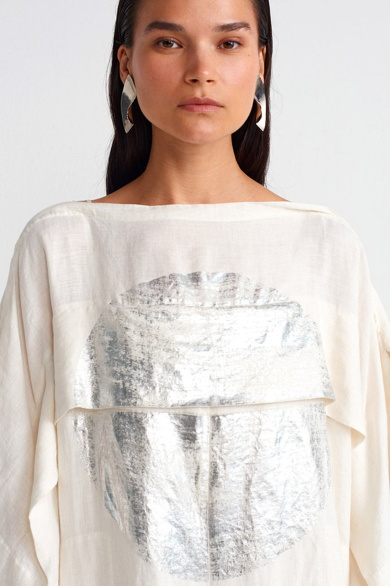 Nu Silver Printed Linen Jumpsuit Ecru