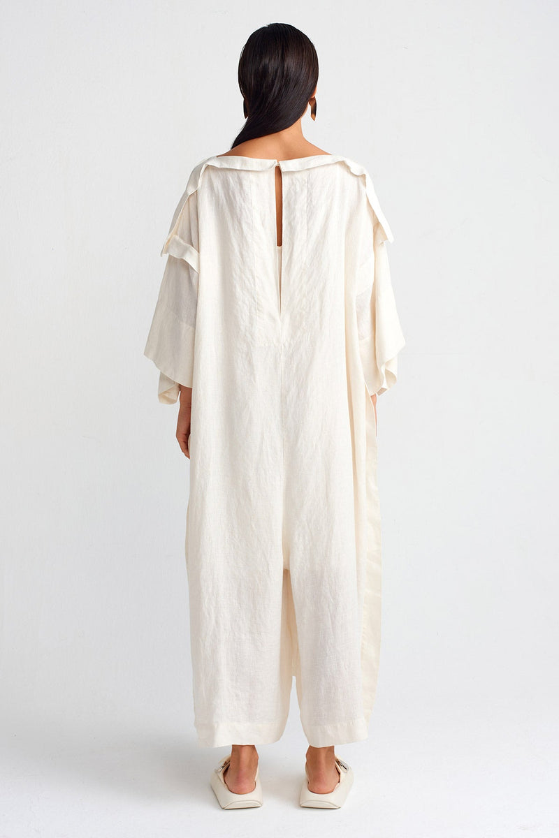 Nu Silver Printed Linen Jumpsuit Ecru