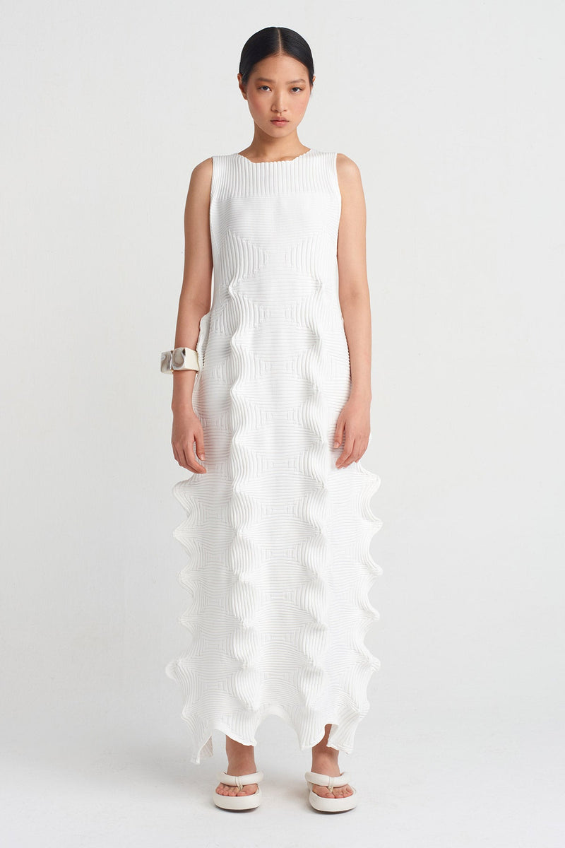 Nu Origami Knit Maxi Dress Off White