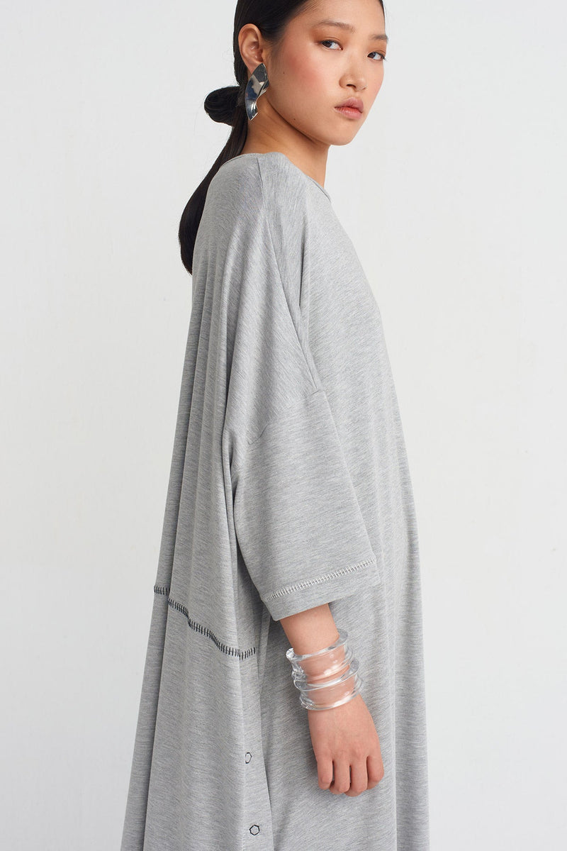 Nu Side Snap Detail Tunic Dress Grey Melange