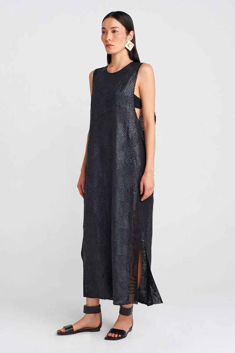 NU Hand Beaded Elegant Dress Black