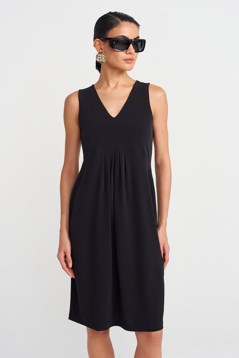Nu V Neck Short Jersey Dress Black