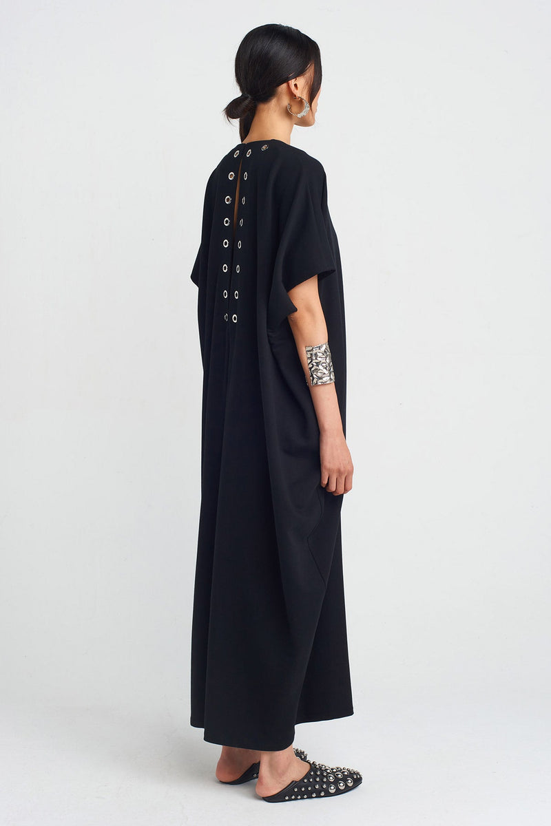 Nu V-Neck Loose Dress Black