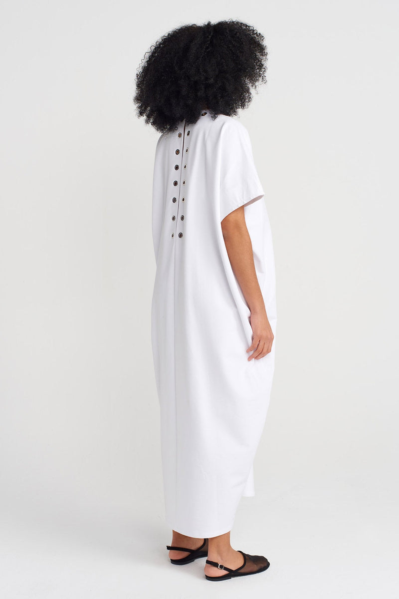 Nu V-Neck Loose Dress Off White