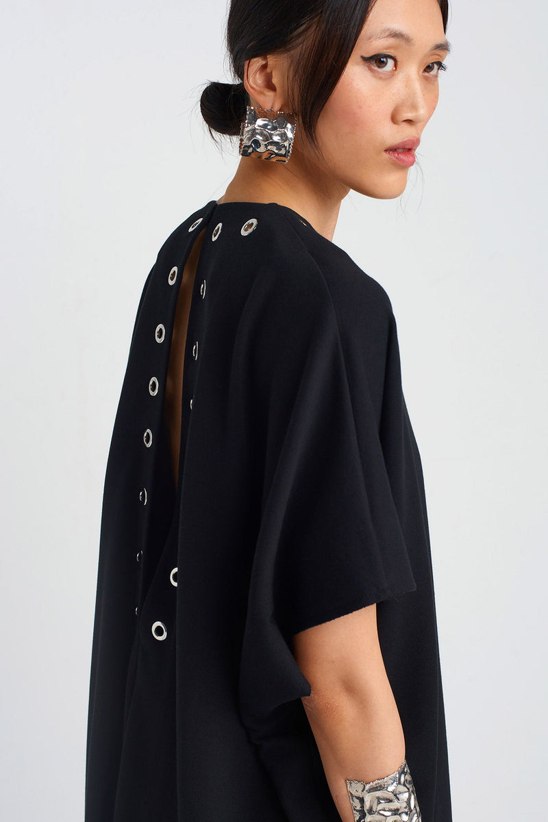 Nu V-Neck Loose Dress Black