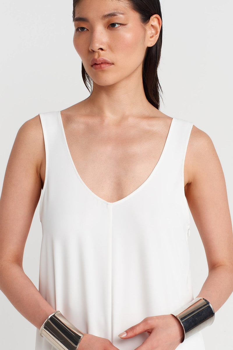 Nu Sleeveless Long Elegant Jumpsuit Off White