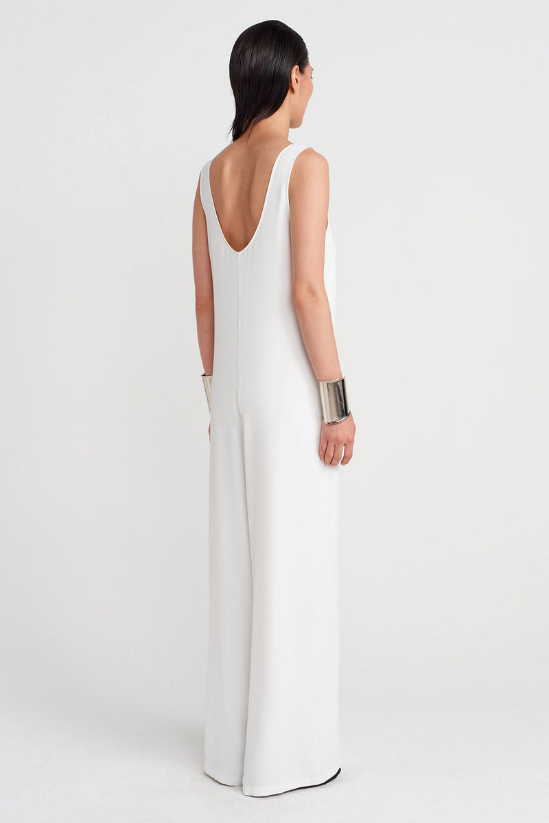 Nu Sleeveless Long Elegant Jumpsuit Off White