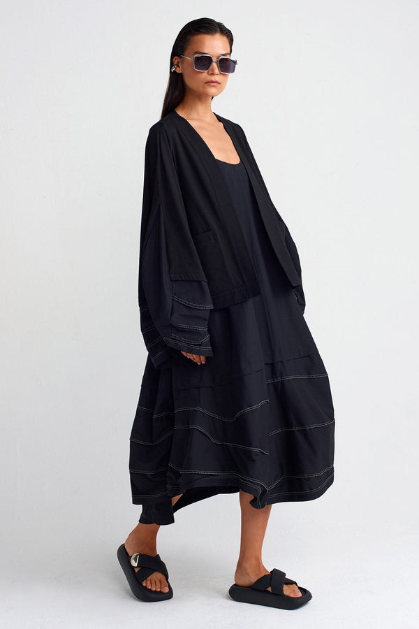Nu Double-Fabric Cardigan Black