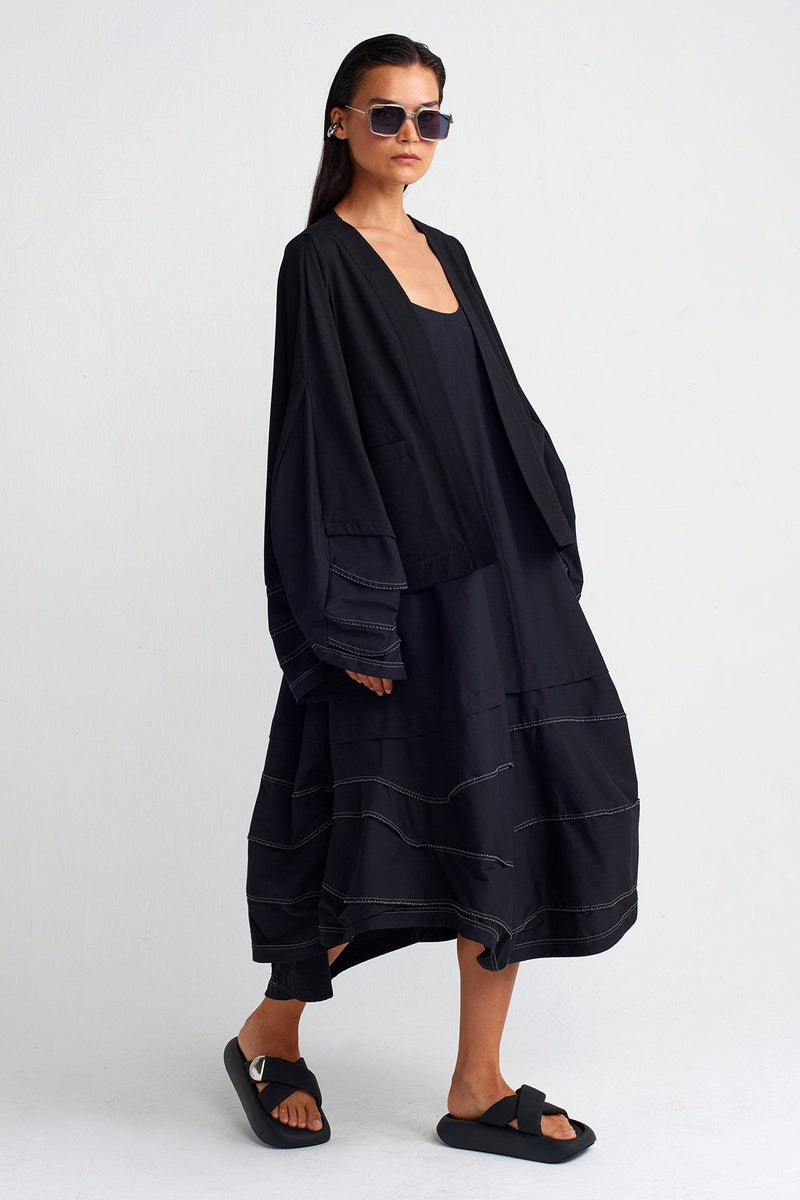 Nu Double-Fabric Cardigan Black