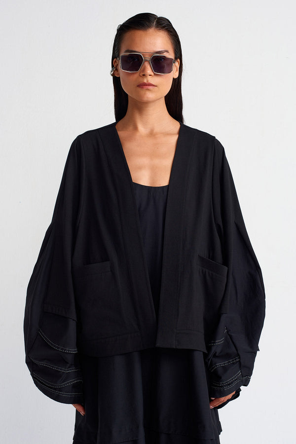 Nu Double-Fabric Cardigan Black