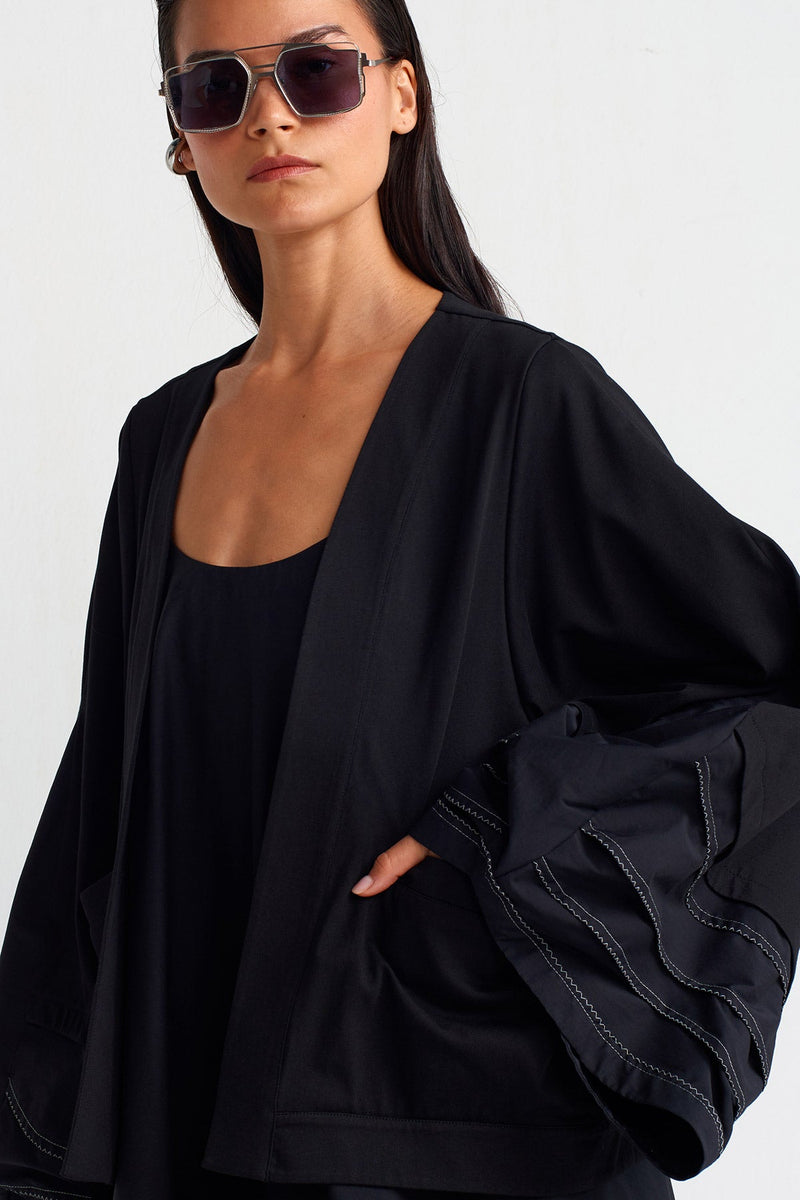 Nu Double-Fabric Cardigan Black