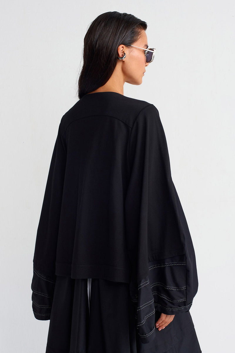 Nu Double-Fabric Cardigan Black