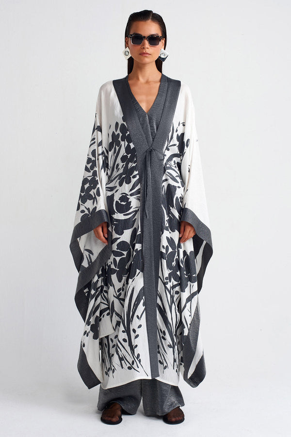 Nu Printed Long Kimono Multi Color