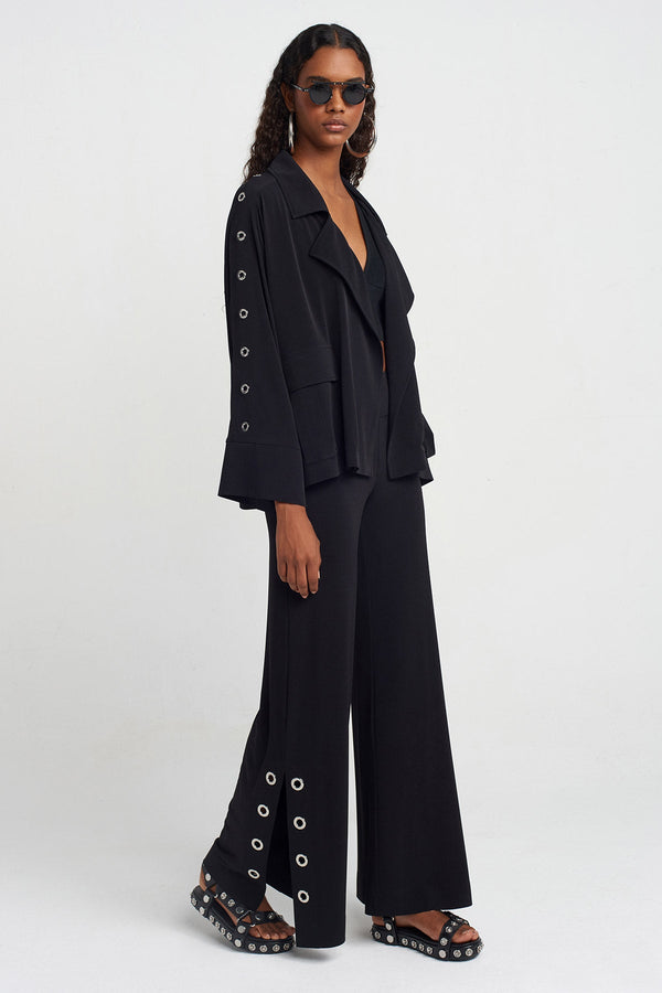 Nu Eyelet Jersey Cardigan Black