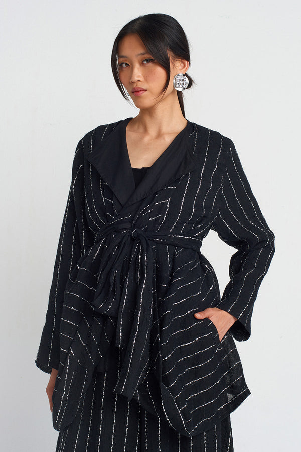 Nu Sequined Belted Jacket Black