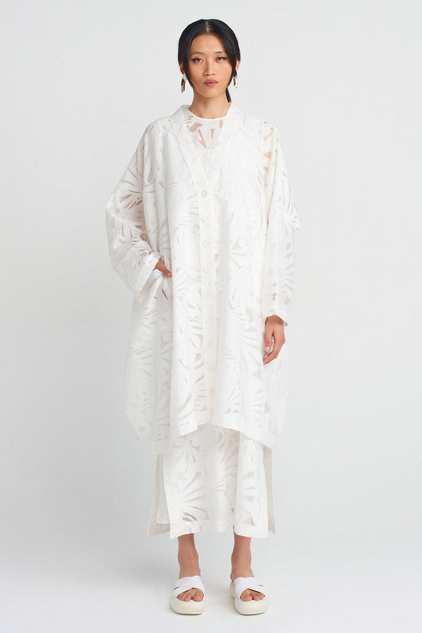 Nu Jacquard Pattern Organza Jacket Off White