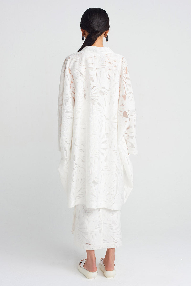 Nu Jacquard Pattern Organza Jacket Off White