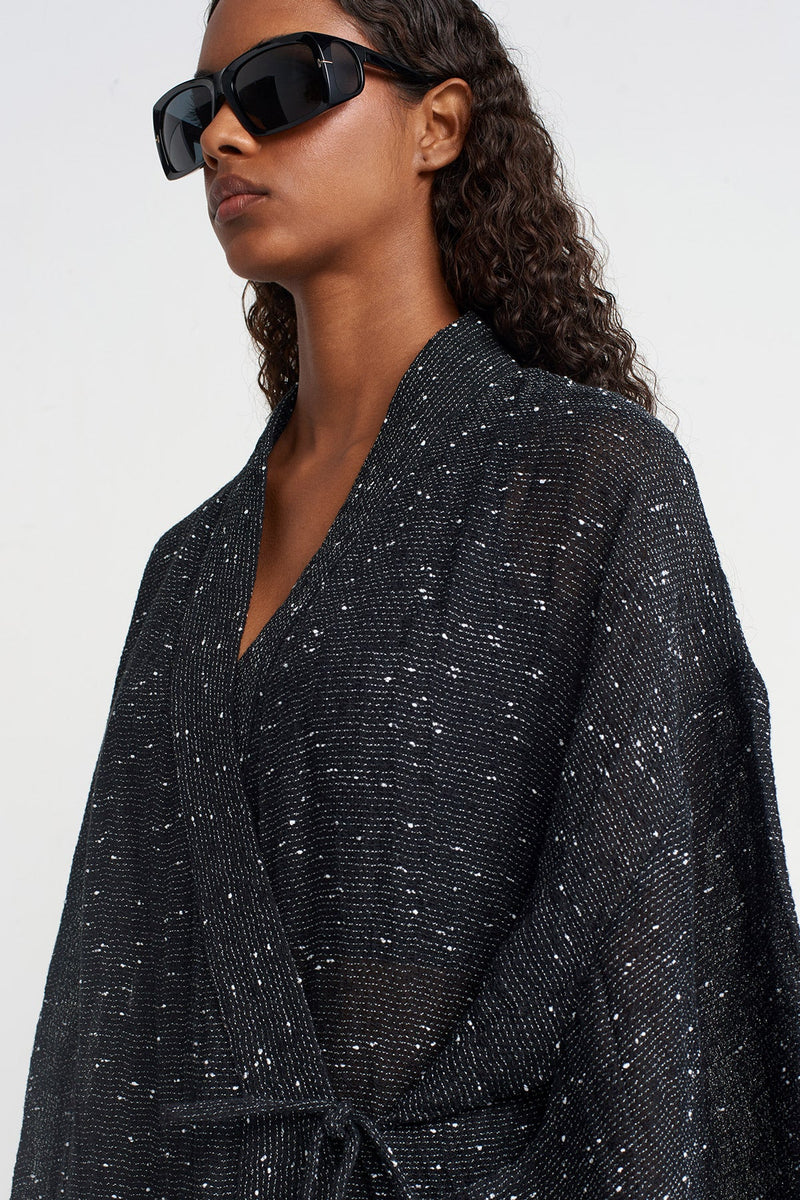 Nu Textured Fabric Kimono Black