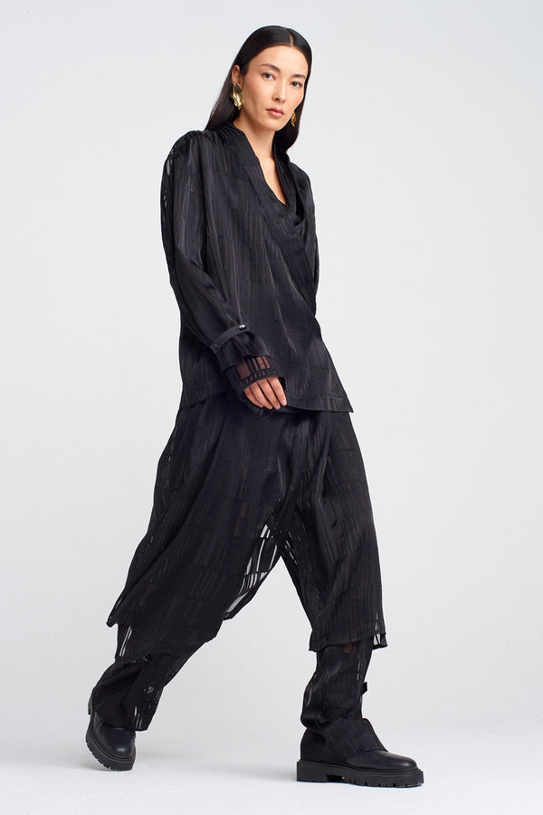 Nu Transparent Printed Chic Kimono Black