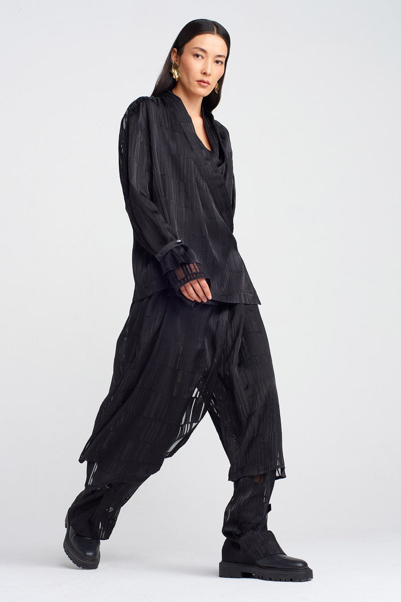 Nu Transparent Printed Chic Kimono Black