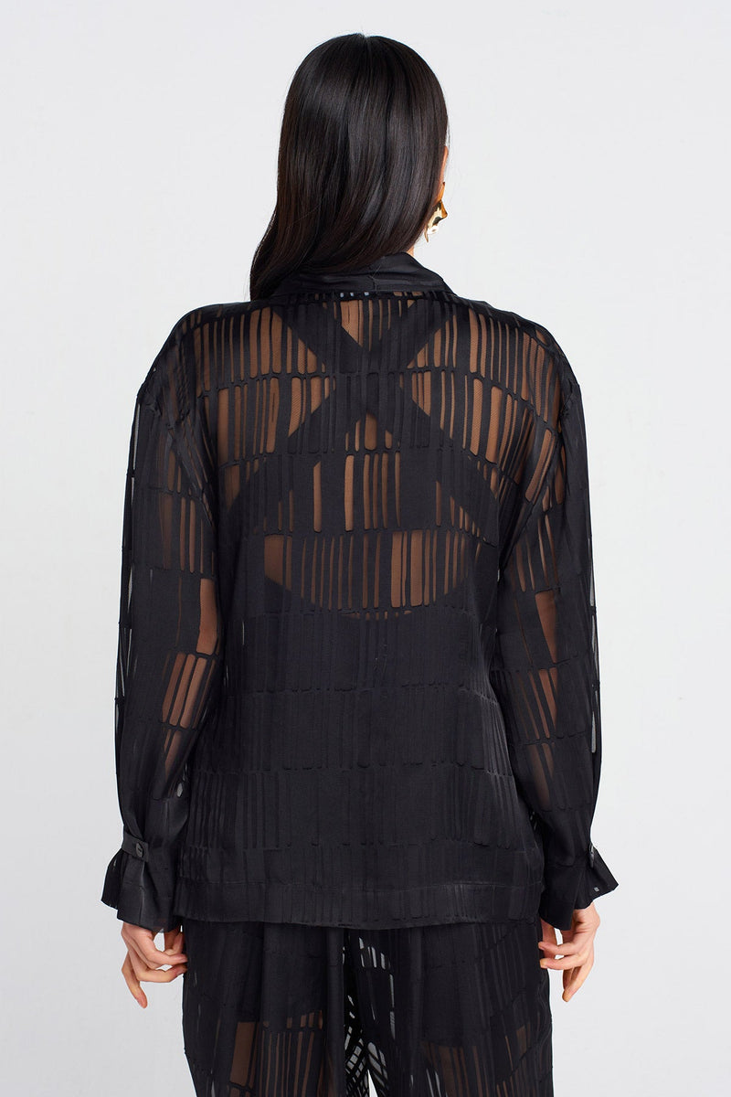 Nu Transparent Printed Chic Kimono Black