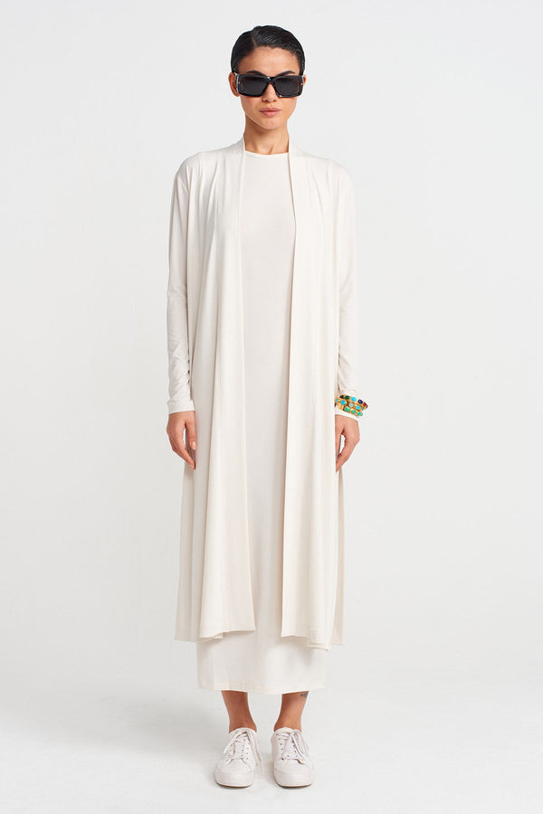 Nu Long Jersey Cardigan Ecru