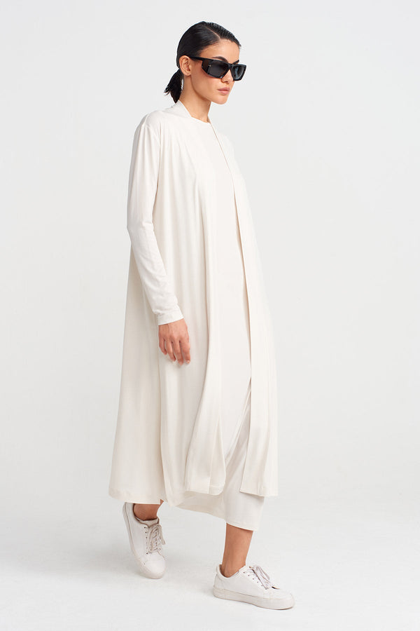 Nu Long Jersey Cardigan Ecru