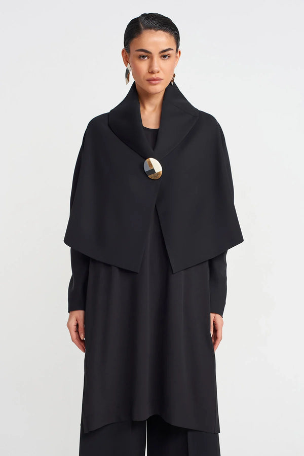 Nu Large Buttoned Short Jacket Black