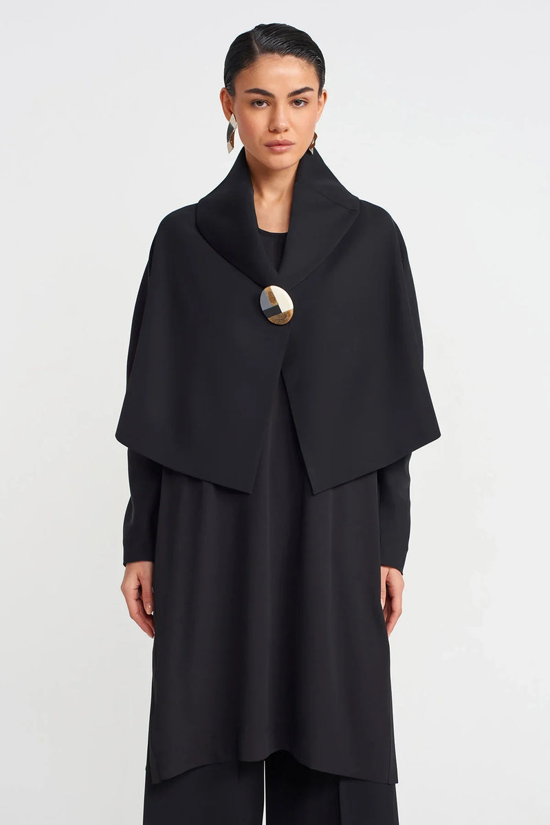 Nu Large Buttoned Short Jacket Black