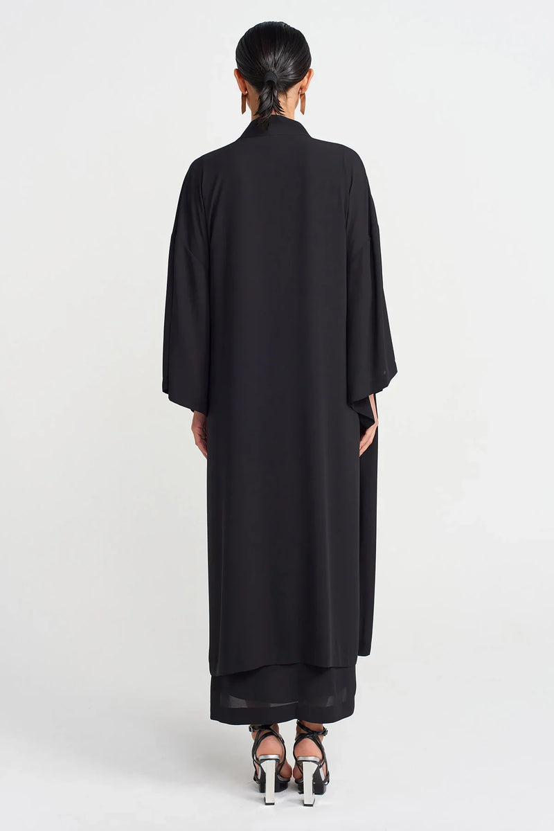 Nu Side Tie Long Kimono Black