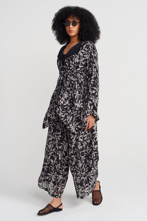 Nu Floral Voile Kimono Black