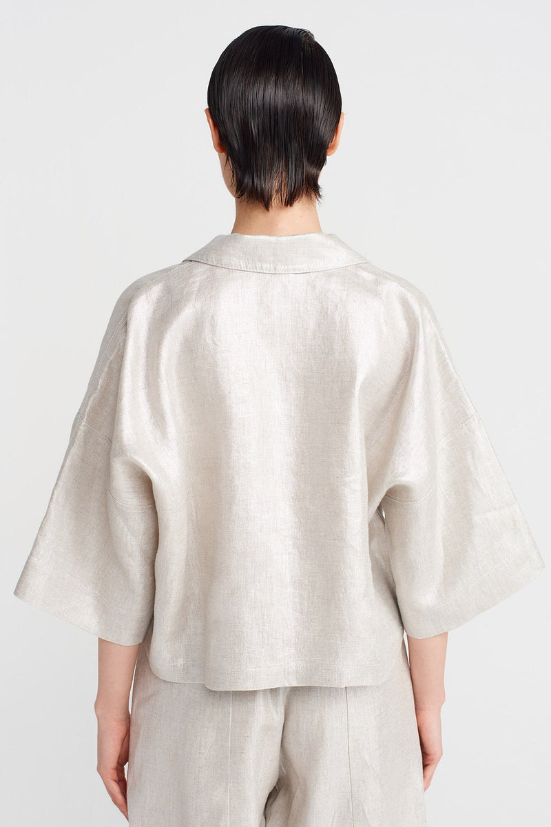 Nu Buttoned, Coated Fabric Jacket Silver
