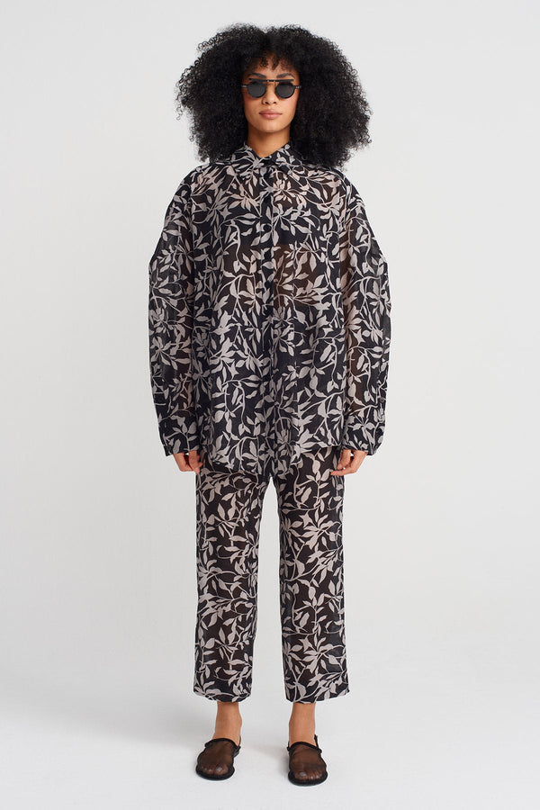 Nu Floral Voile Shirt Black